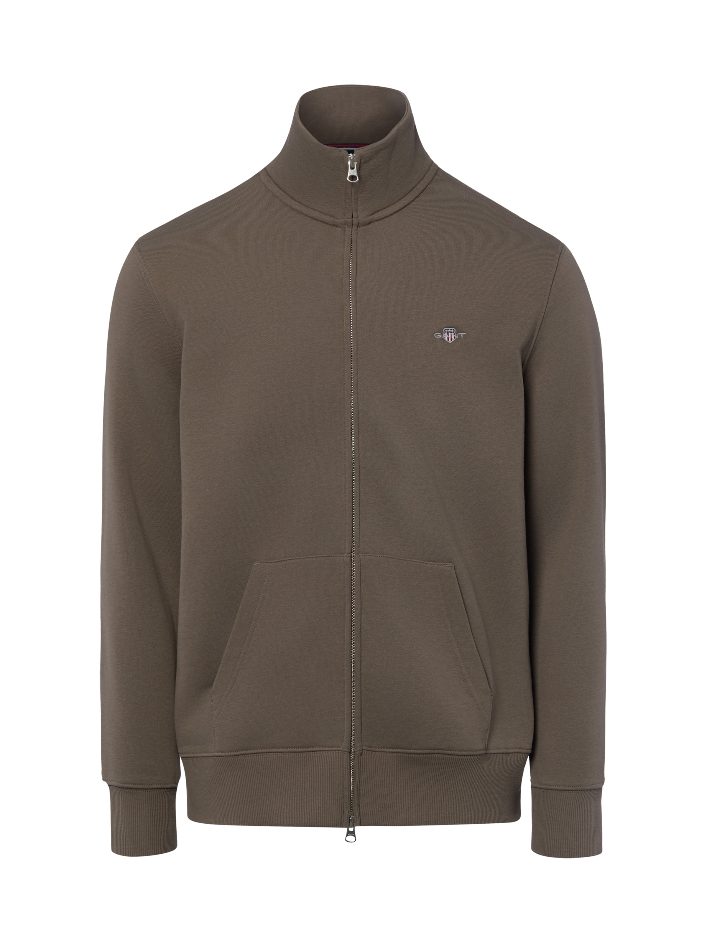 GANT Zip-Up Hoodie in Beige: front