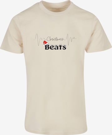 Merchcode Shirt 'Christmas Beats' in Beige: voorkant