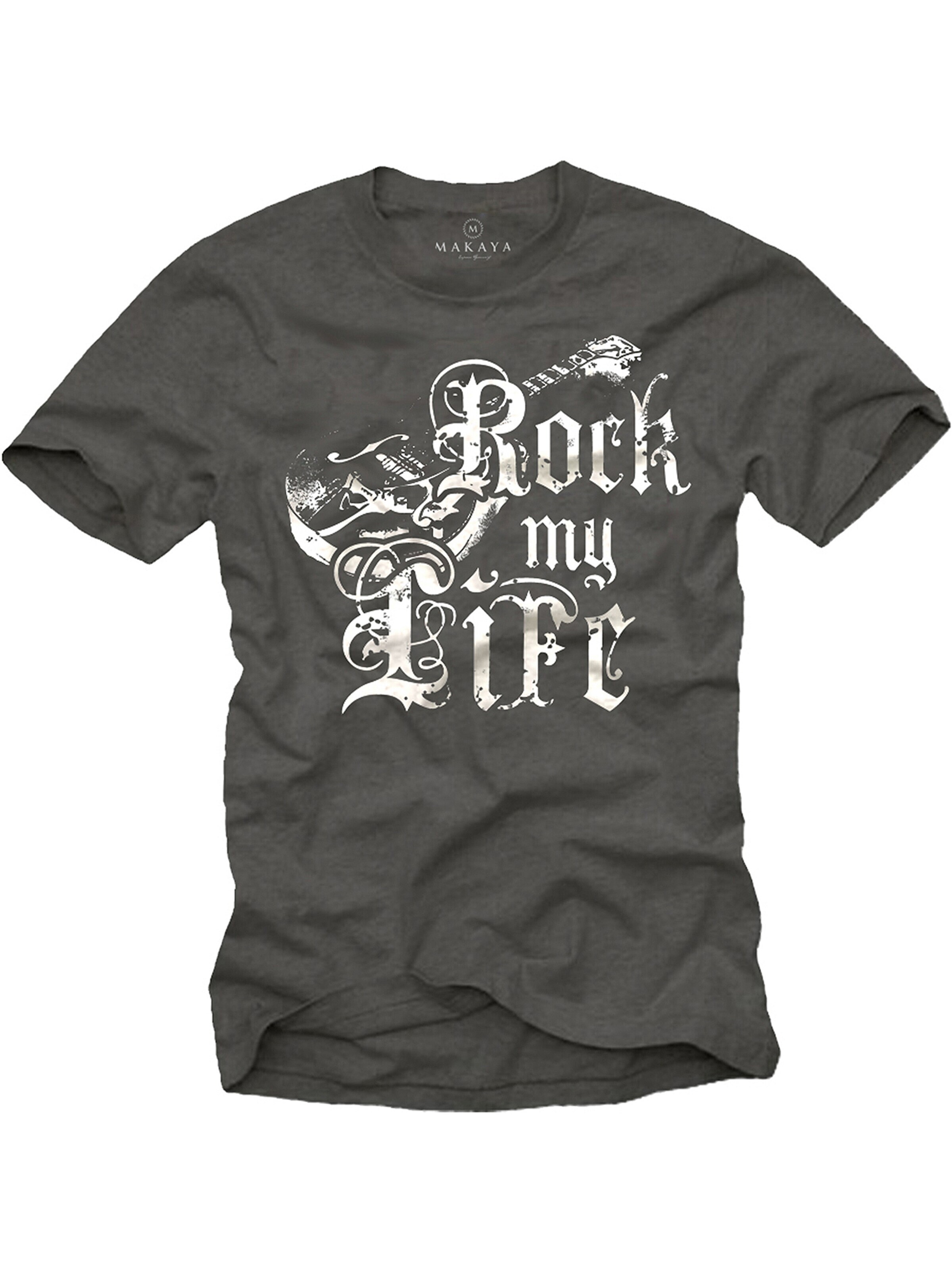 MAKAYA Shirt 'Rock my Life' in Grey: front