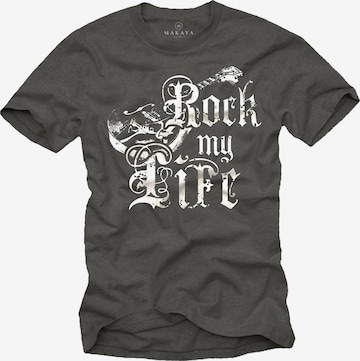 MAKAYA Shirt 'Rock my Life' in Grey: front