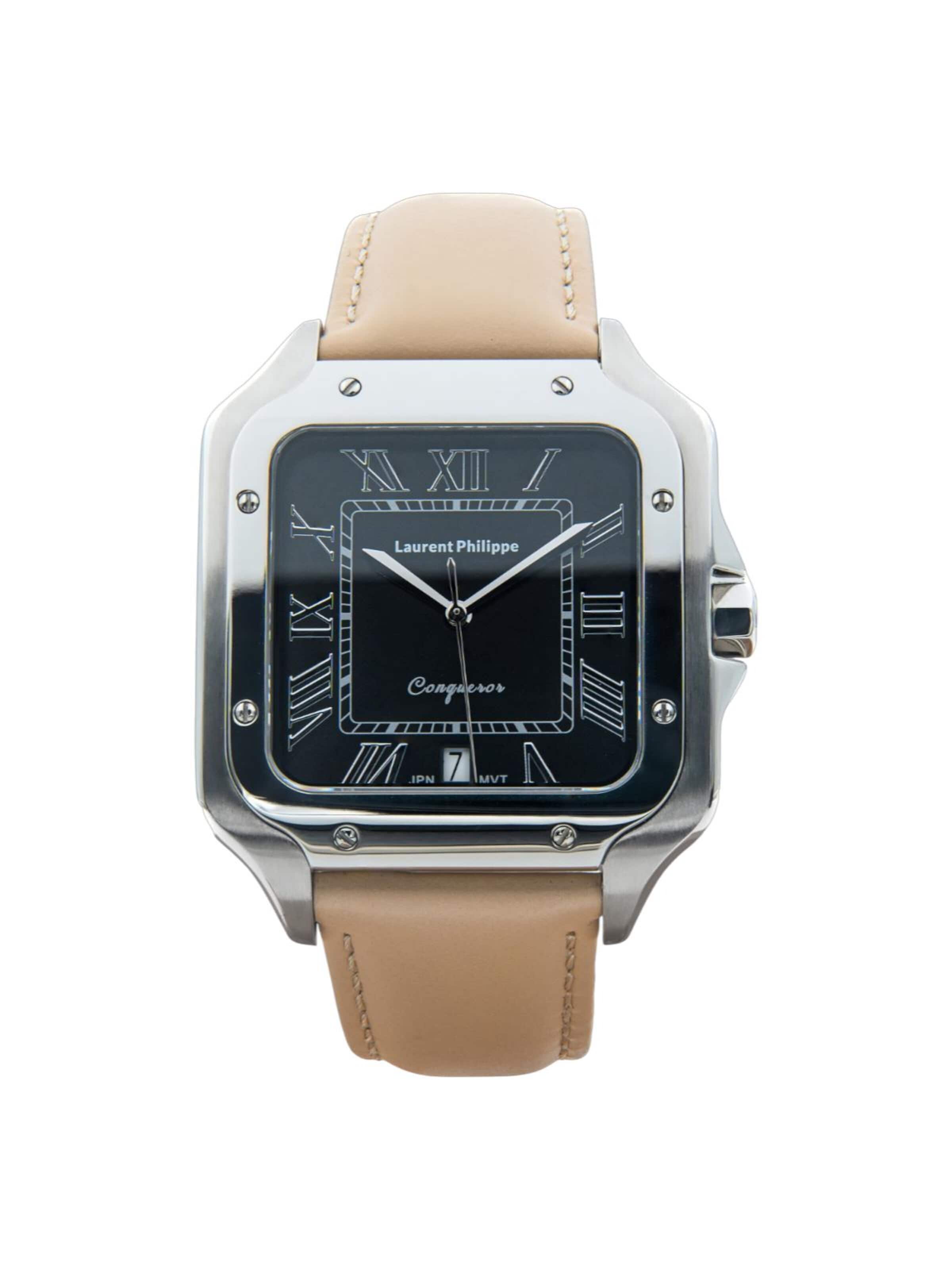 Laurent Philippe - Reloj analógico 'Conqueror Black Orlov – Naked Skin' en beige: frente
