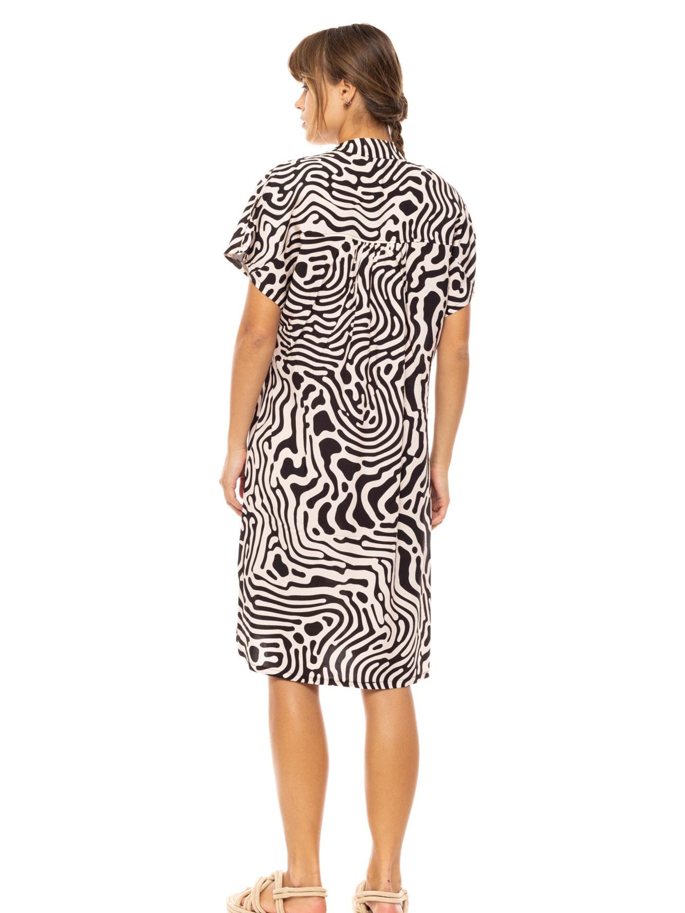 Pink Label - Vestido de verano 'BEACHWEAR BLACK GEO' en negro