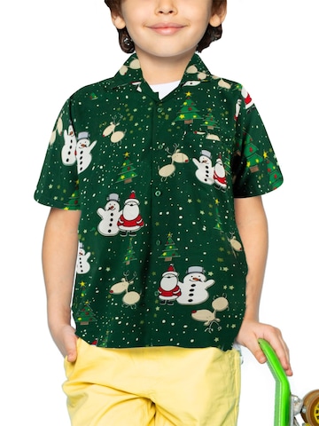 Regular fit Camicia 'Christmas Buddies' di King Kameha in verde: frontale