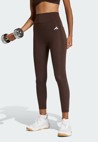 ADIDAS PERFORMANCE Skinny Sports trousers in Brown: front