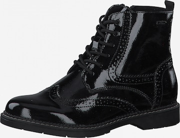 s.Oliver Lace-Up Ankle Boots in Black: front