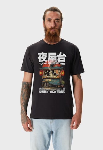 T-Shirt 'Asian Tokyo Street Food Graphic' Oldskull en noir : devant