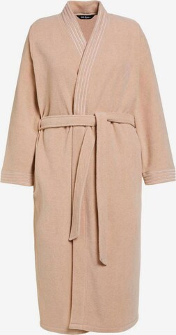 Ulla Popken Long Bathrobe in Beige: front