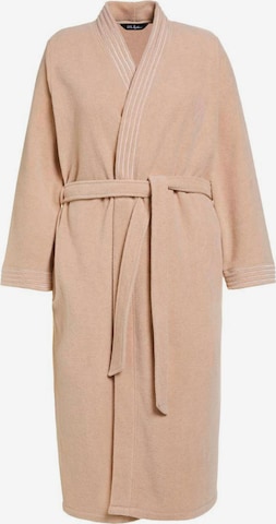 Ulla Popken Long Bathrobe in Beige: front