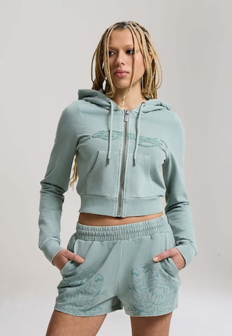 Ed Hardy - Sudadera con cremallera en verde: frente