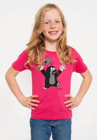 LOGOSHIRT Shirt 'Der kleine Maulwurf - Juhu' in Pink: front