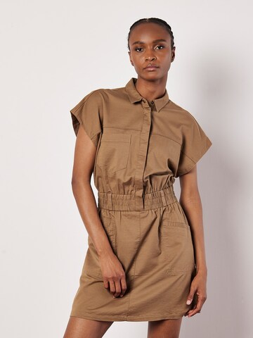 Apricot Shirt Dress in Brown: front