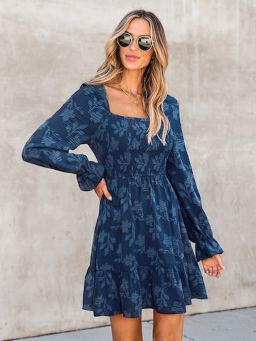 Cupshe - Vestido de verão 'Floral Square Neck' em azul