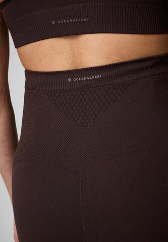 OCEANSAPART Skinny Workout Pants 'Mila' in Brown