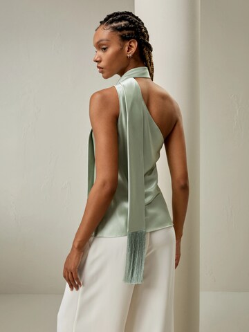 Lilysilk - Blusa 'One-Shoulder-Top mit Quastenschal' en azul