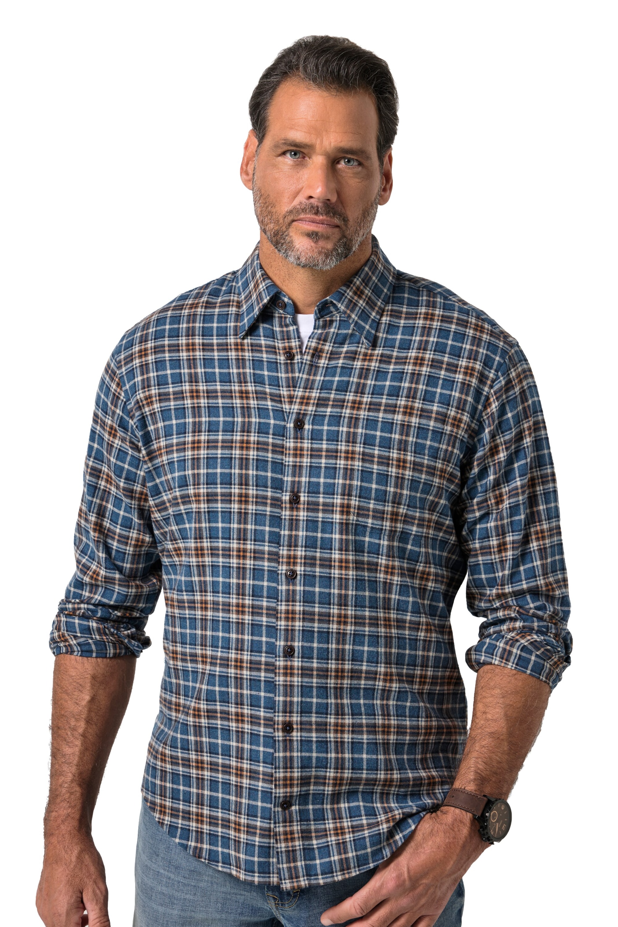 JP1880 Regular Fit Hemd in Blau: Vorderseite