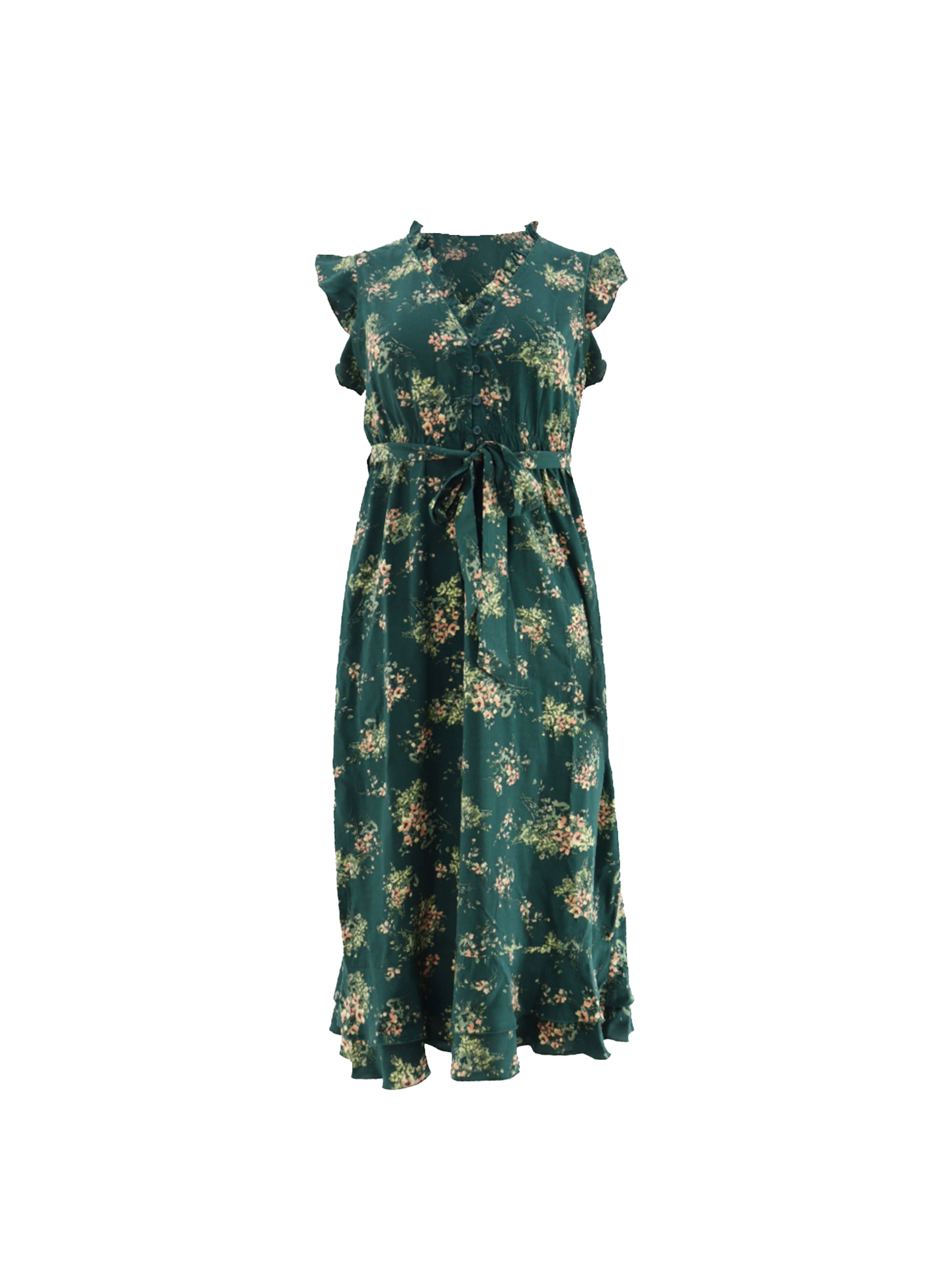 Apricot Kleid in Grün: Vorderseite