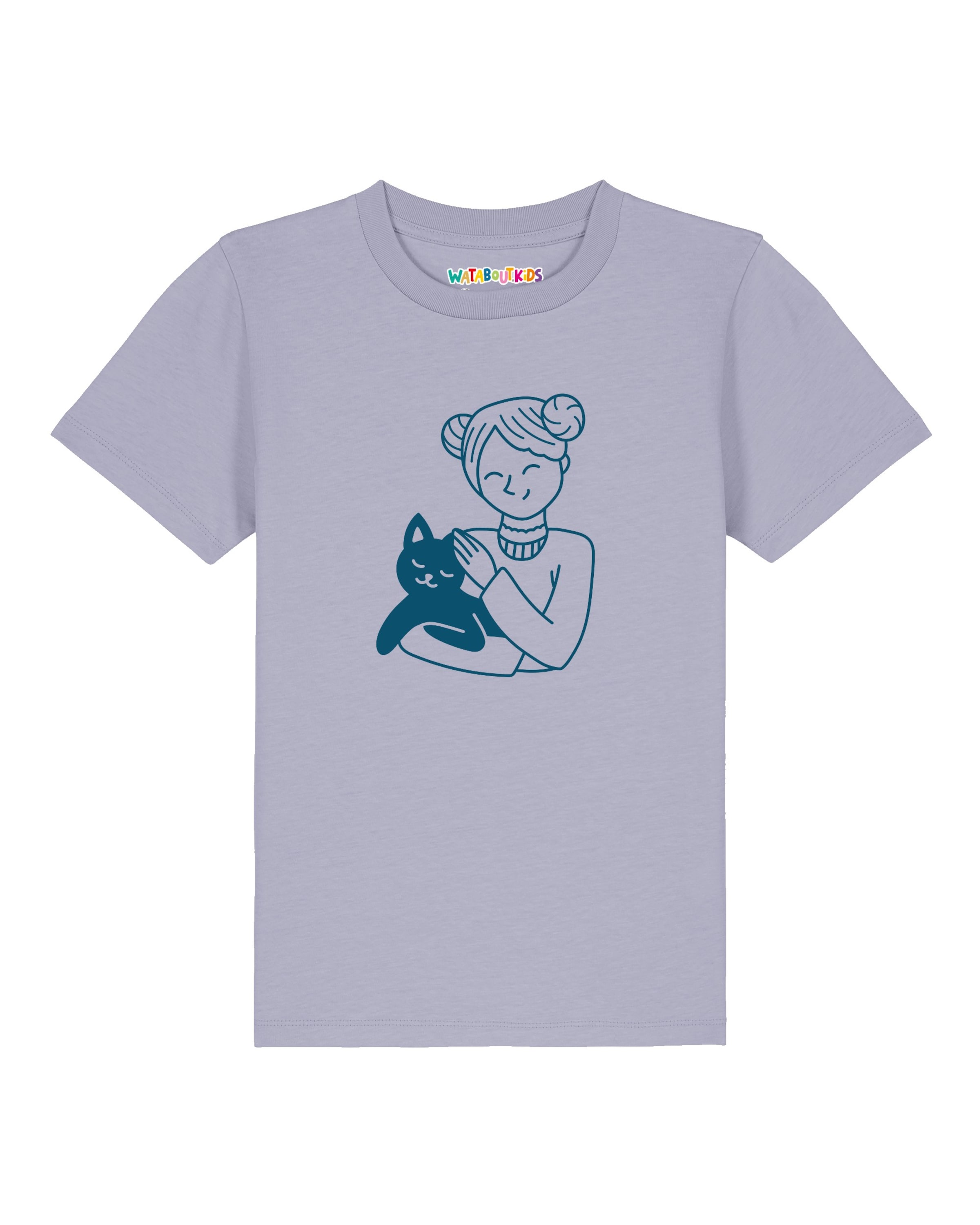 T-Shirt 'Mädchen und Katze' watabout.kids en violet : devant