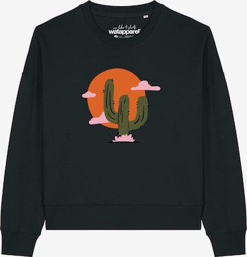 Sweat-shirt 'Kaktus im Sonnenuntergang ' Watapparel en noir : devant