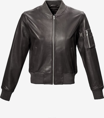 18N62 Ledercollegejacke 'NEGil' in Schwarz: Vorderseite