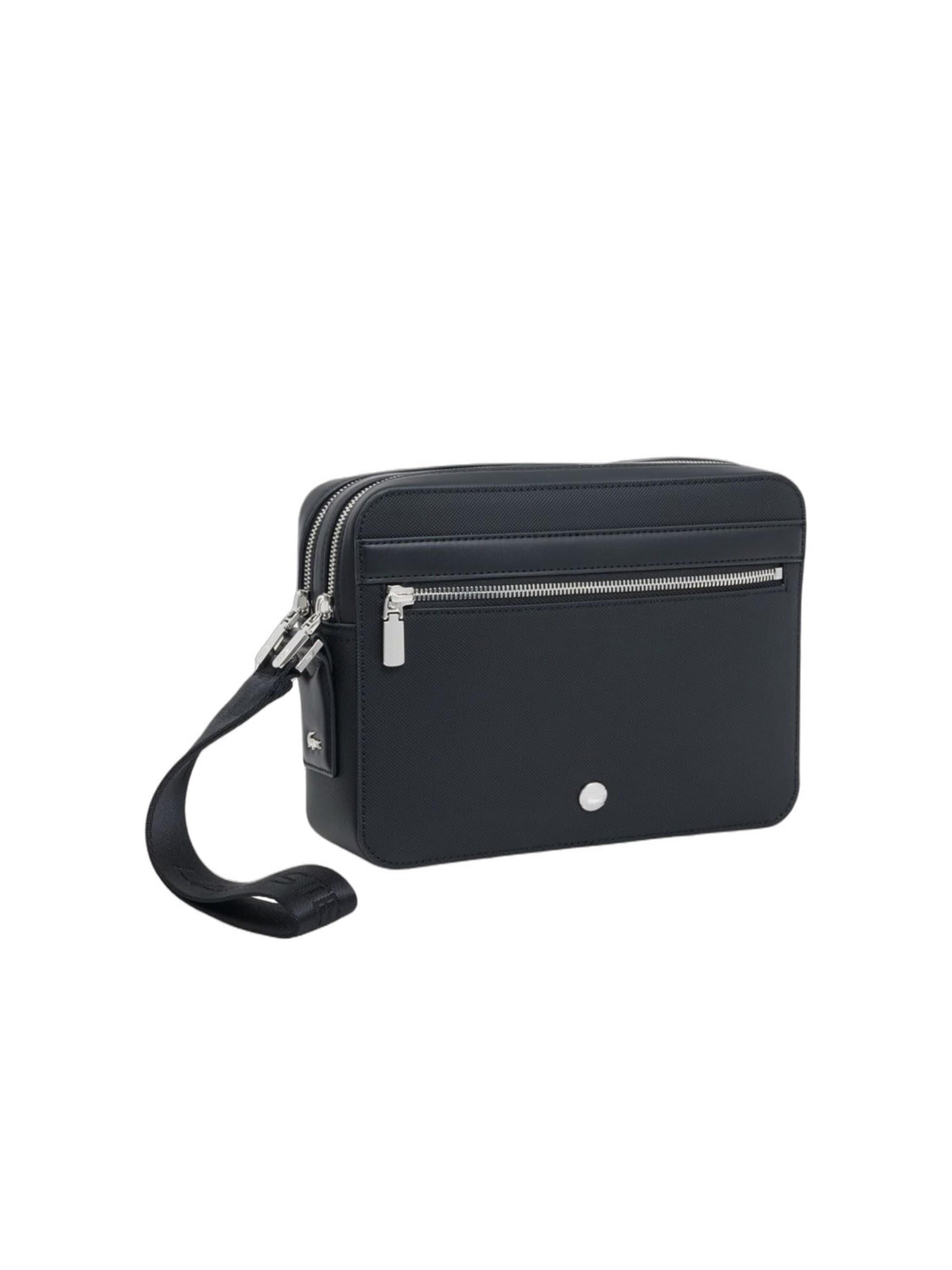 LACOSTE - Bolso de hombro 'Lacoste Pochette Homme Langon en Petit Piqué Noir' en negro