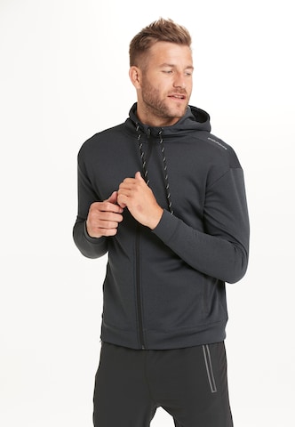 ENDURANCE Athletic Zip-Up Hoodie 'Dereff' in Black: front