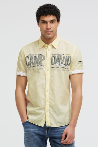 CAMP DAVID Slim fit Button Up Shirt in Yellow: front