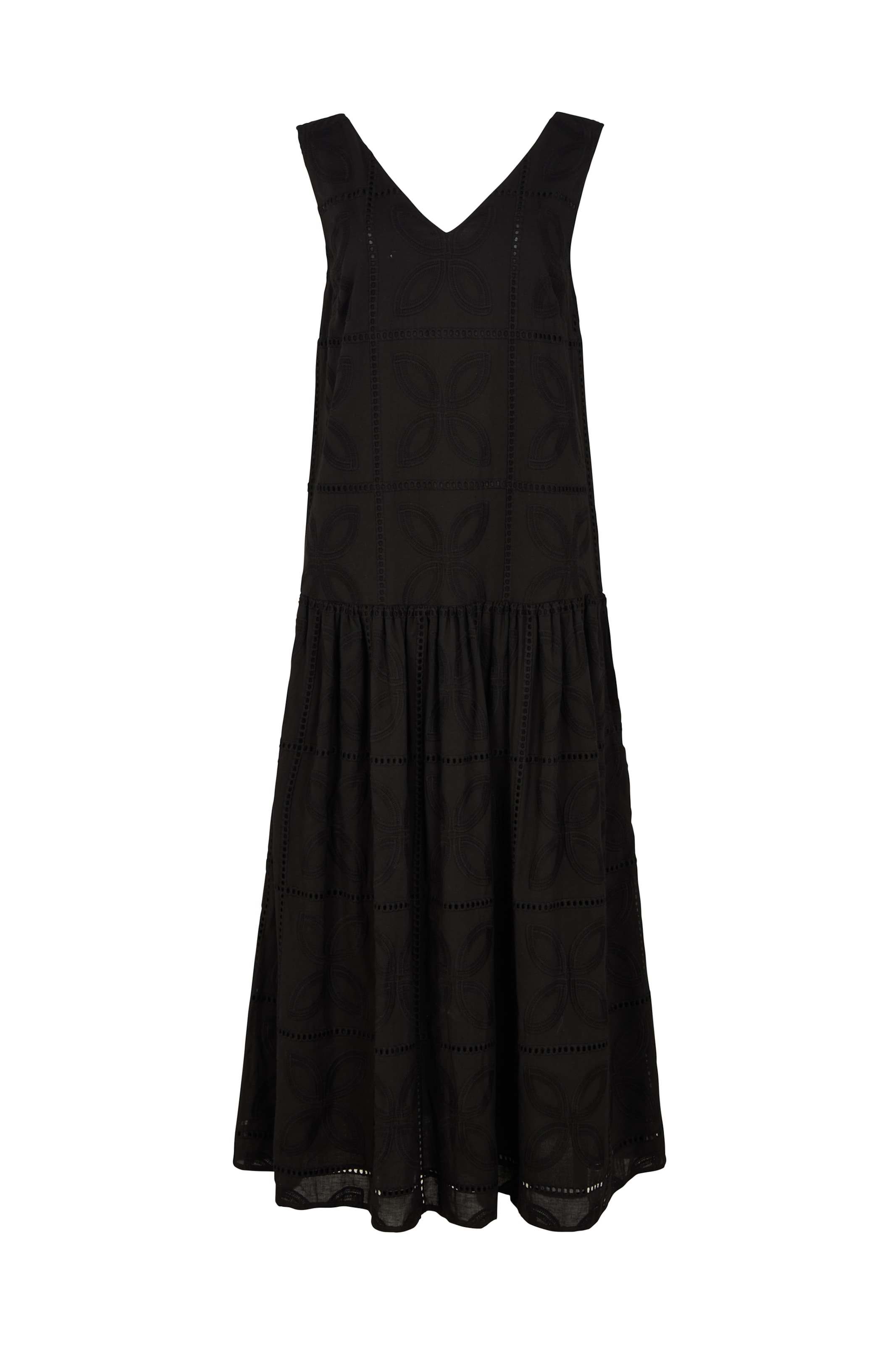 RAFFYA Dress 'Squire All Over Cut Work Drop' in Black: front
