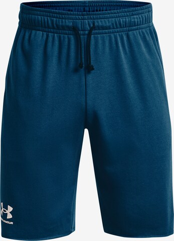 UNDER ARMOUR Workout Pants 'Rival Terry' in Blue: front