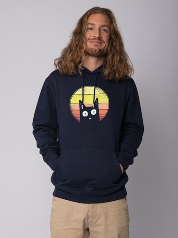 Sweat-shirt ' Sunset Cat ' Watapparel en bleu : devant