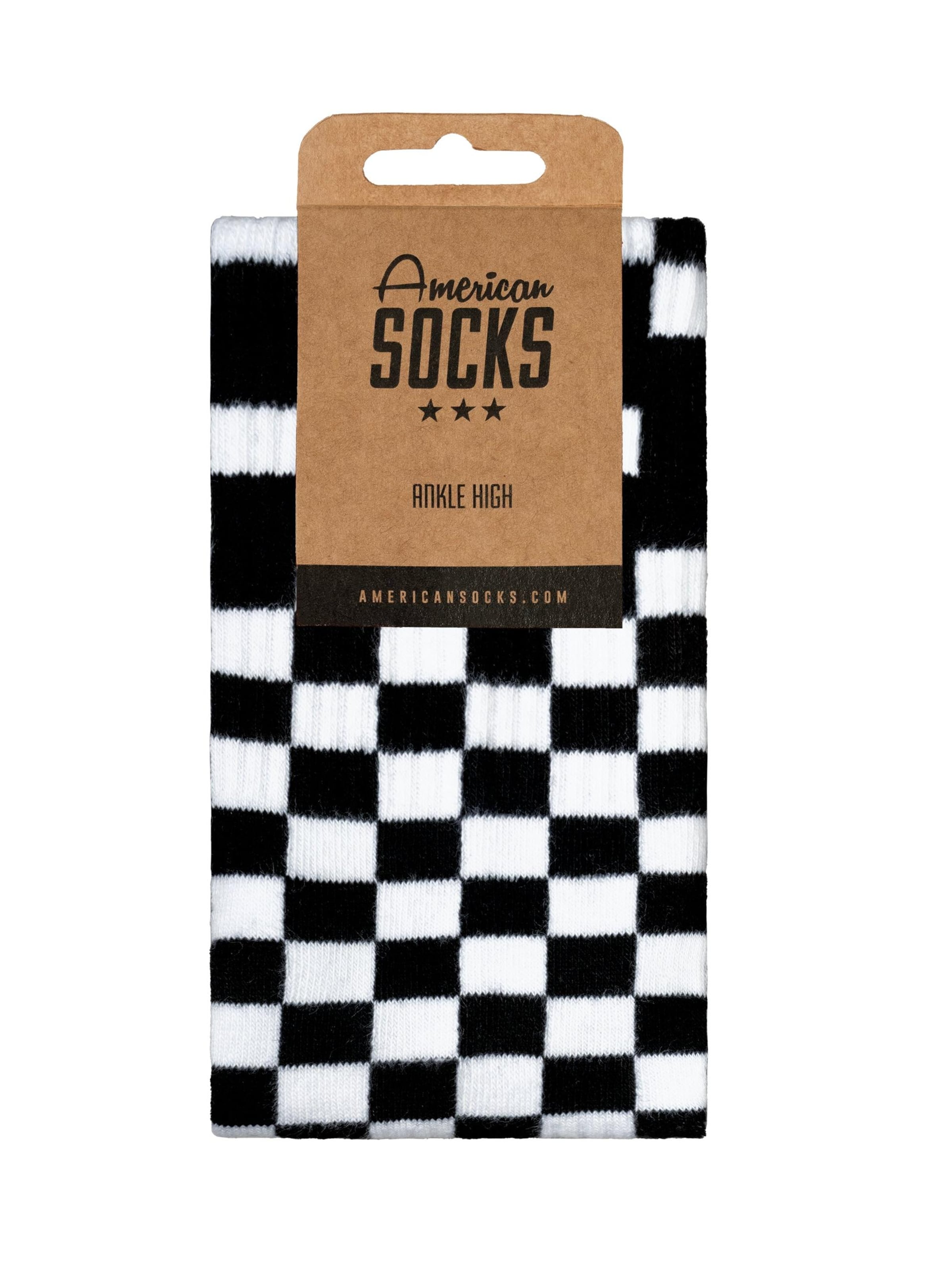 American Socks Ankle Socks 'Checkerboard B/W' in Black