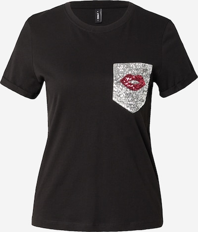ONLY T-Shirt 'NINKA' in rot / schwarz / silber, Produktansicht