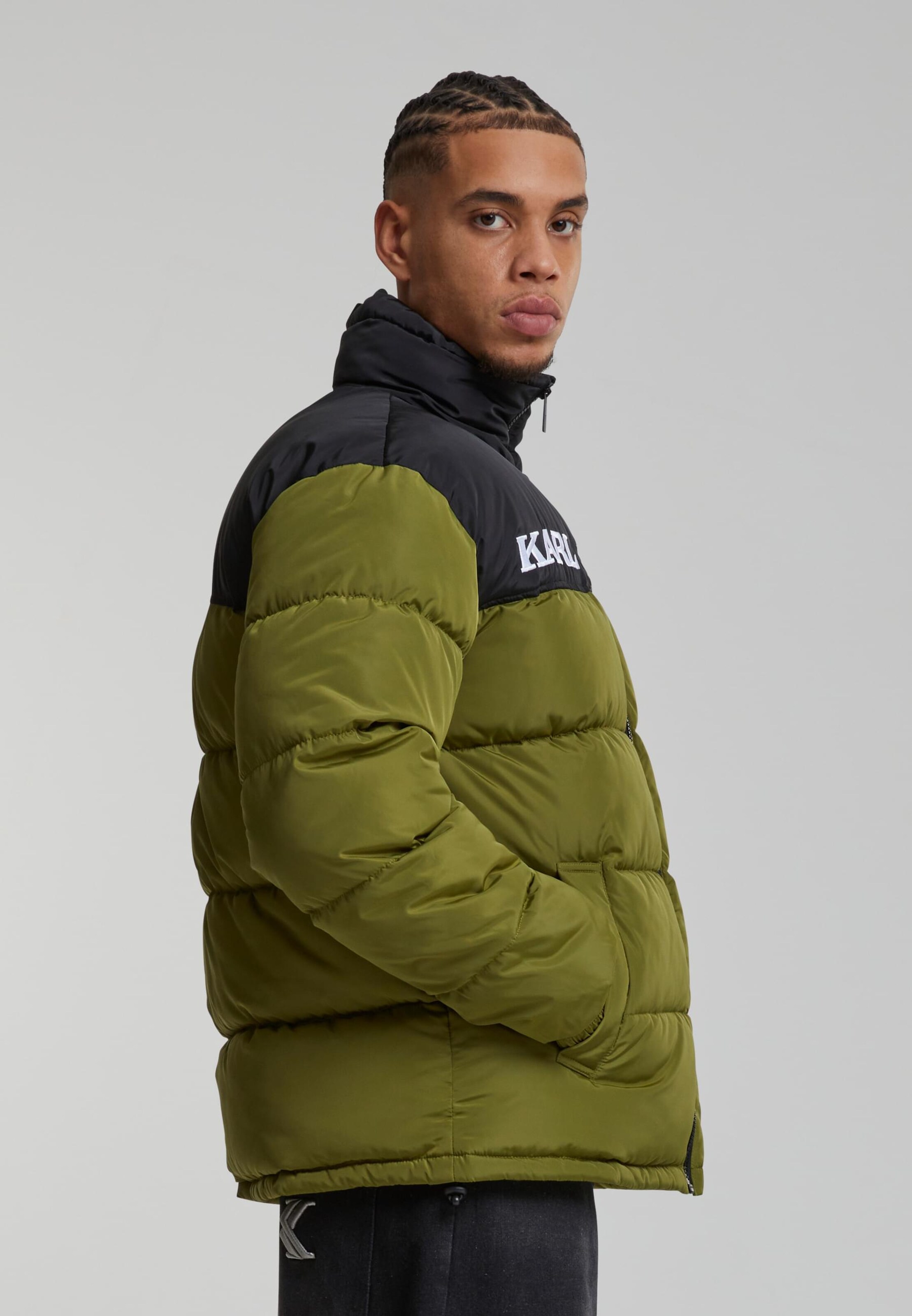 karl kani ミリタリージャケットLサイズ。カーキー色。 Karl Kani Retro Essential Puffer Jacket Olive | Queens