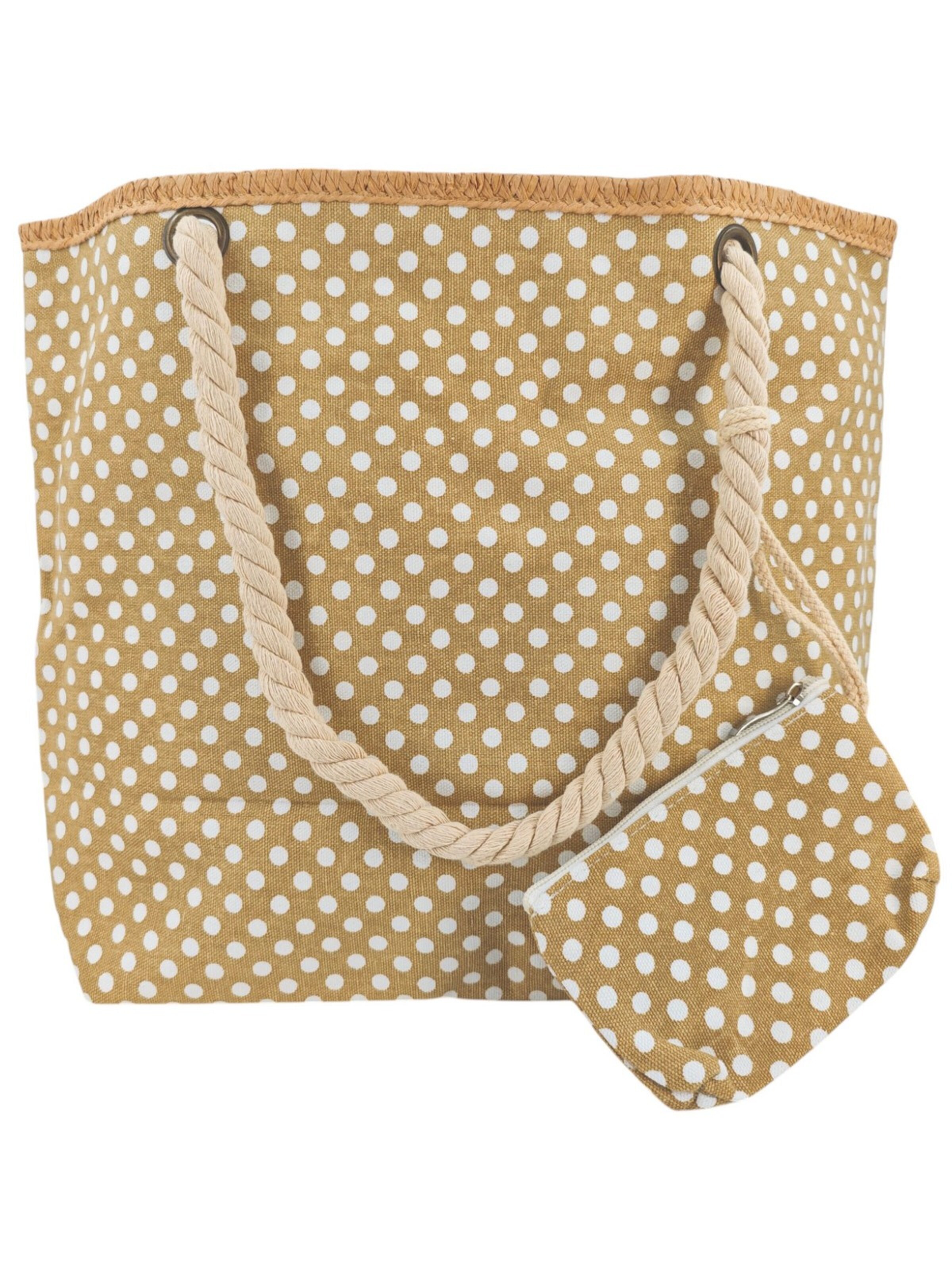 styleBREAKER Beach bag 'Strandtasche mit Punkte Muster' in Beige