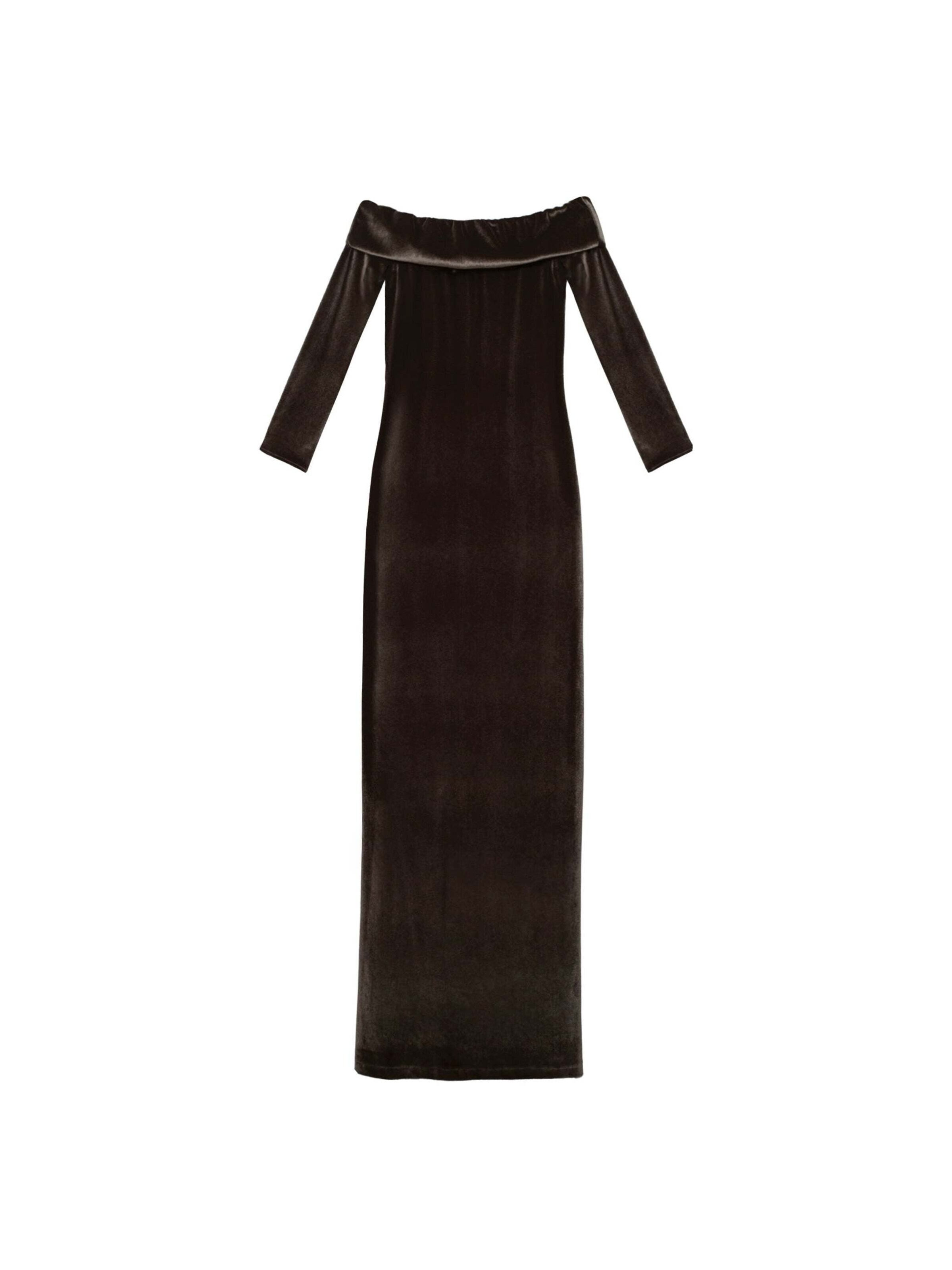 THE-ARE - Vestido de noche en marrón: frente