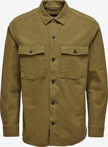 Only & Sons Regular fit Button Up Shirt 'BOW' in Brown: front