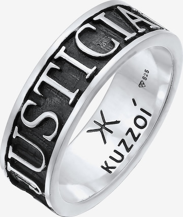 KUZZOI Ring 'JUSTICIA VERITAS' in Grey: front