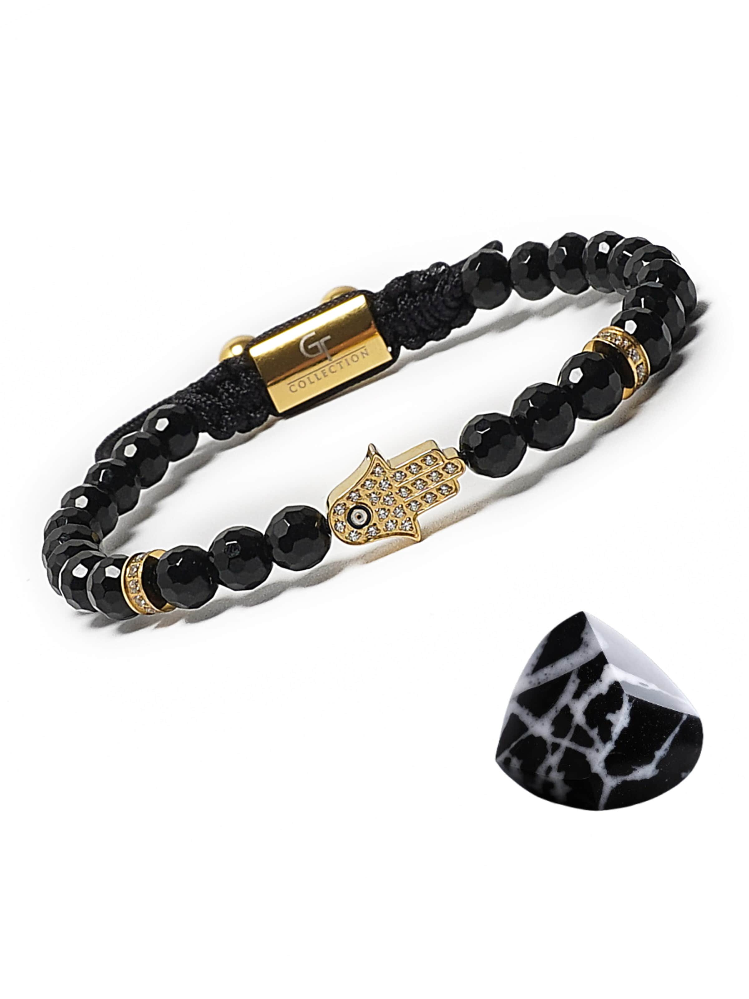 GT Collection Armband 'Hamsa Hand' in Zwart: voorkant