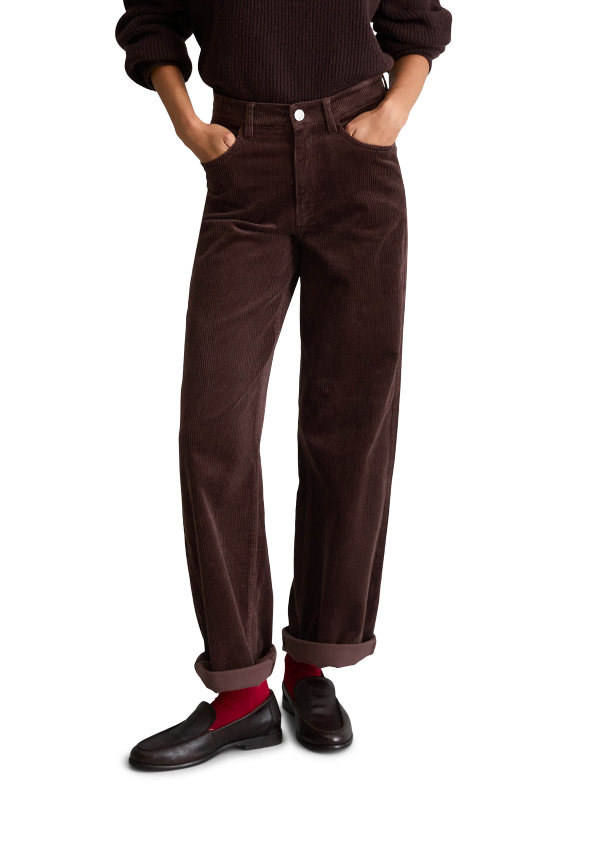 Wide Leg Pantalon 'Tomma' Marc O'Polo DENIM en marron : devant
