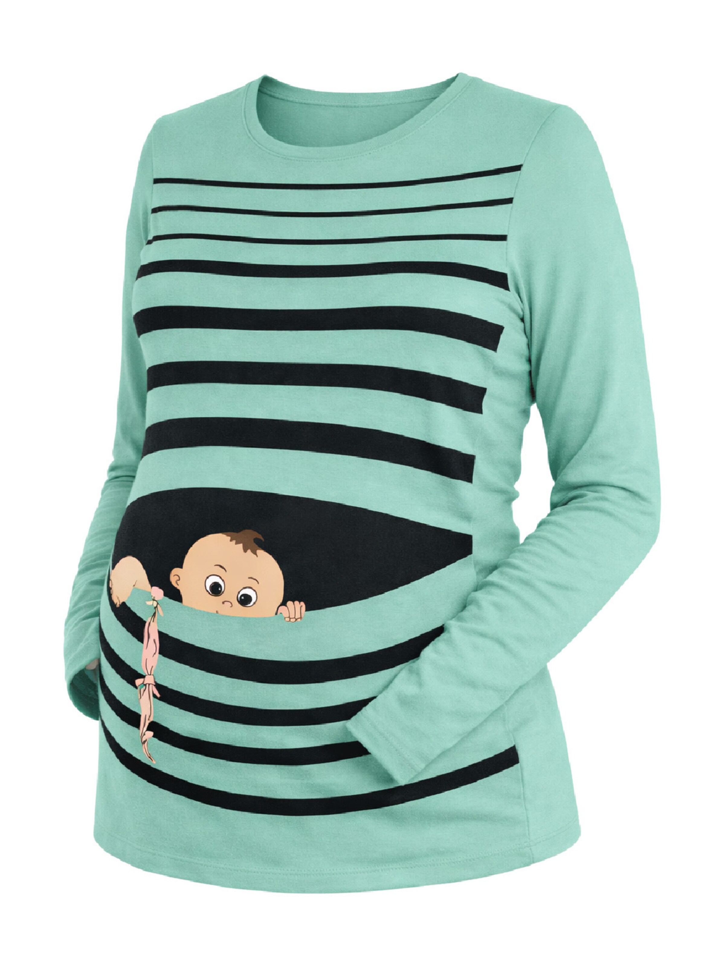 M.M.C. Shirt 'Baby Flucht Umstandslangarmshirt' in Turquoise, Item view