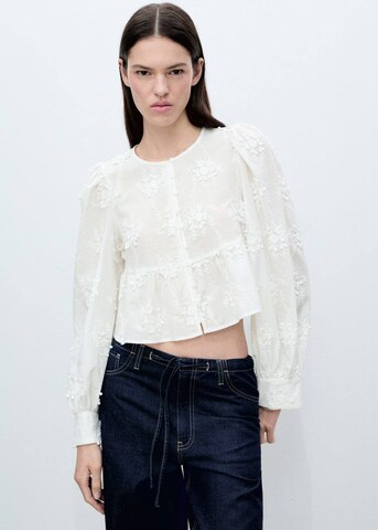 MANGO Blouse 'Swirl' in Wit: voorkant