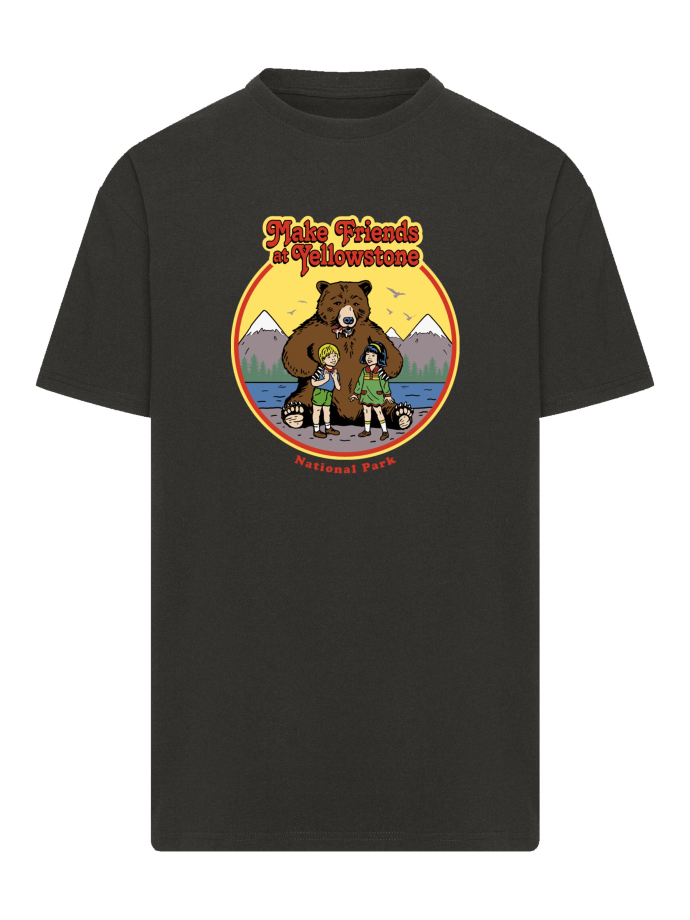 T-Shirt 'US National Parks Make Friends At Yellowstone' F4NT4STIC en noir : devant