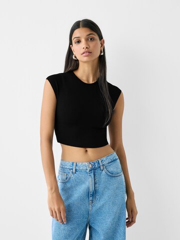 Bershka Тениска в черно: отпред