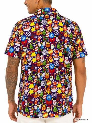 King Kameha Regular Fit Hemd 'Christmas Allover'‌‌‌‌‌‌ in Lila