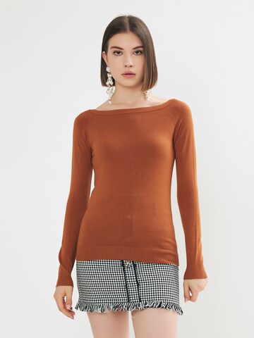 Influencer Sweater in Brown: front