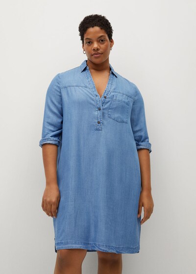 Rochie tip bluză 'Fineta' VIOLETA by Mango pe denim albastru, Vizualizare model