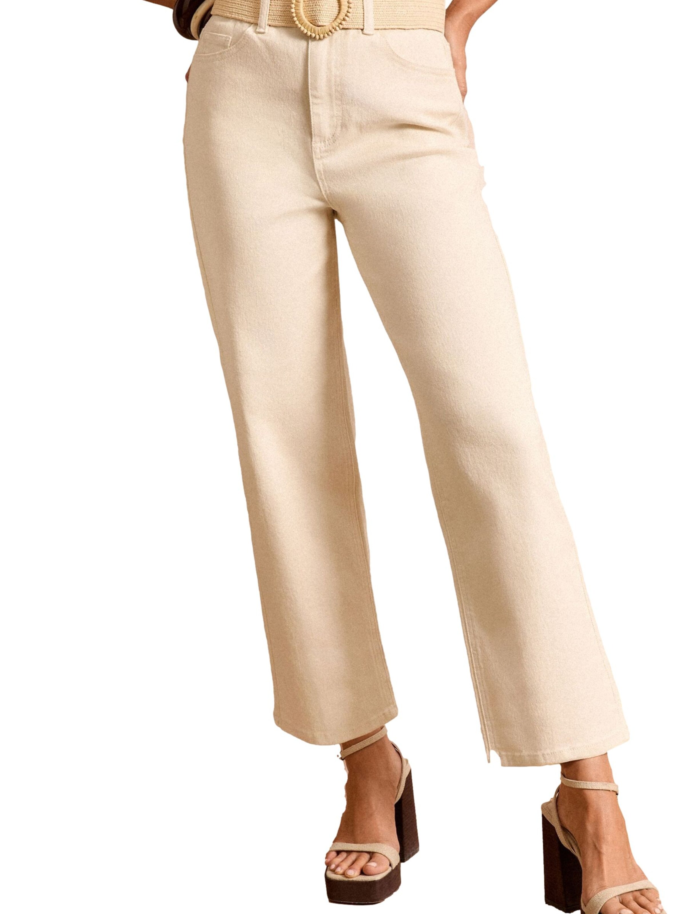 Loosefit Jean love & roses en beige : devant