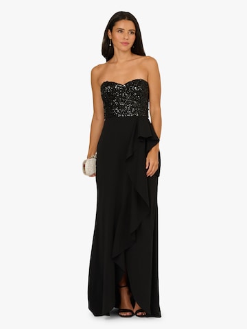 Adrianna Papell Avondjurk 'Strapless Bead Mesh Dress' in Zwart