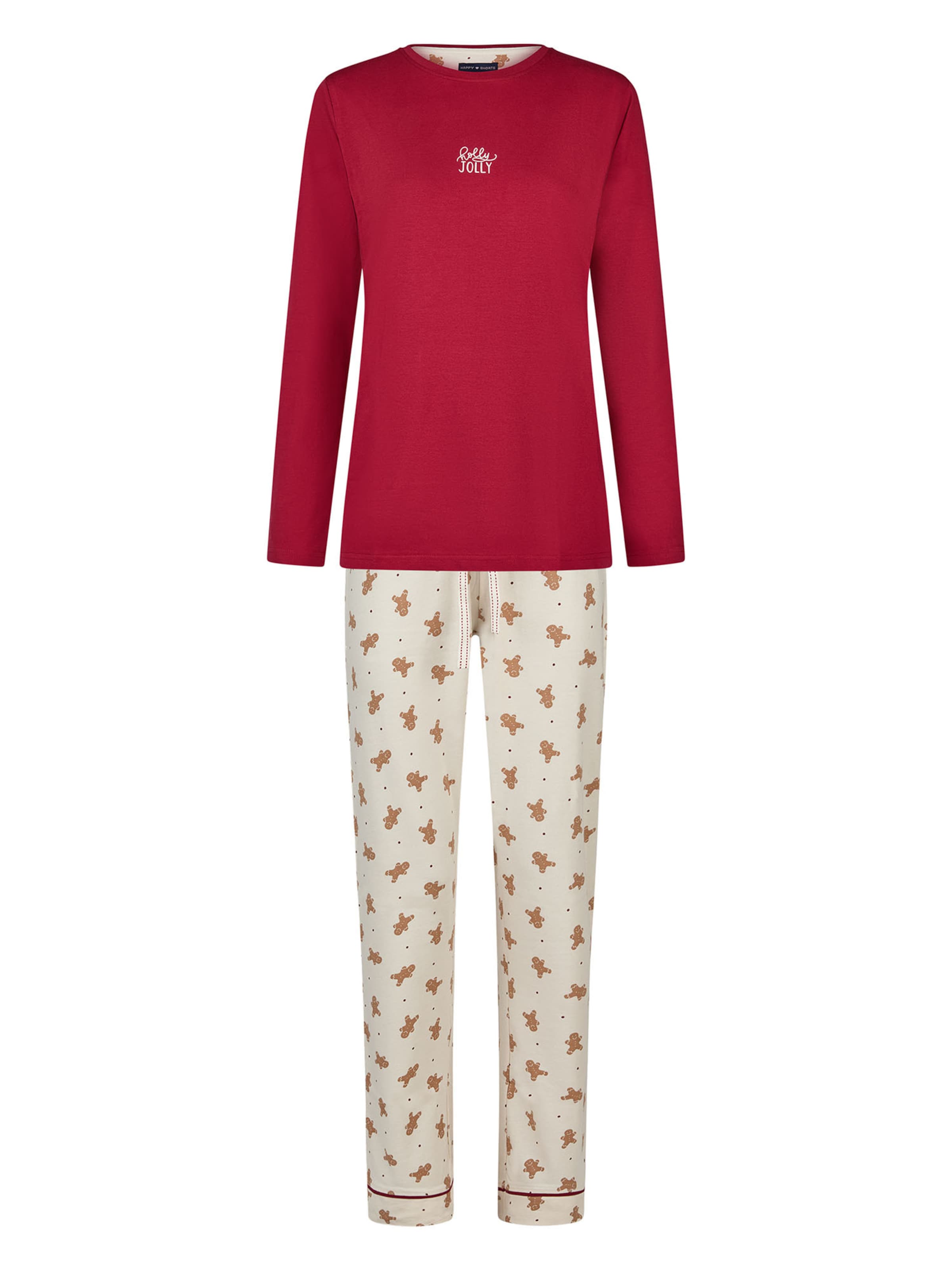 Happy Shorts Pyjama 'Christmas' in Rot: Vorderseite
