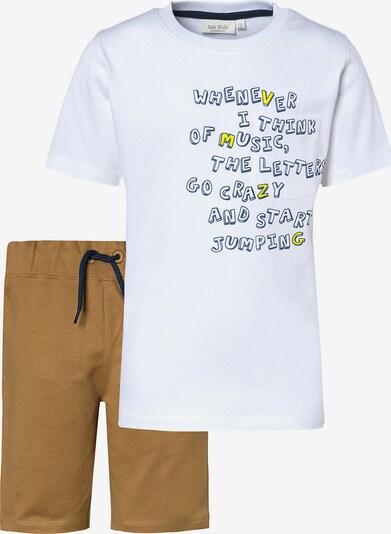 myToys COLLECTION Set T-Shirt und Shorts in dunkelblau / hellbraun / gelb / weiß, Produktansicht