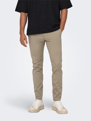Slimfit Pantaloni chino 'ONSMARK LUCA' di Only & Sons in beige: frontale